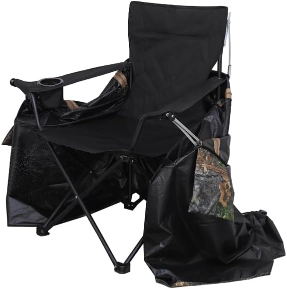 AUSCAMOTEK See-Through Hunting Ground Blind with Built-in Chair for Deer Hunting - 1 Person Pop-Up Camouflage Tent