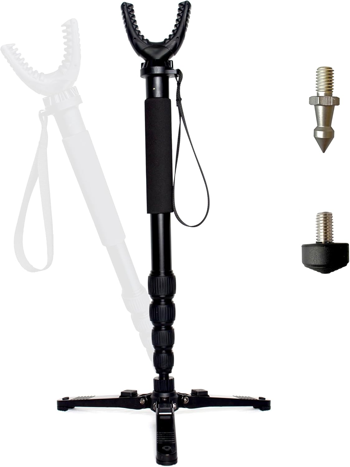 AUSCAMOTEK Rifle Shooting Stick with Tri-Stand Base Aluminum Shotgun Monopod Resting Callapable with Removable Stock Yoke
