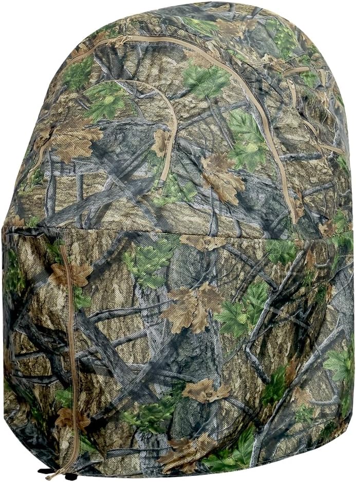 AUSCAMOTEK See-Through Hunting Ground Blind with Built-in Chair for Deer Hunting - 1 Person Pop-Up Camouflage Tent