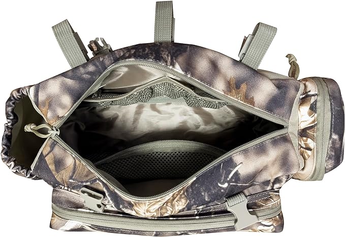 AUSCAMOTEK Camouflage Hanging Bag for Treestand Platform Saddle Hunting – Camo Fanny Pack for Hunting Accessories and Storage with Expandable Compartments and Water Holder