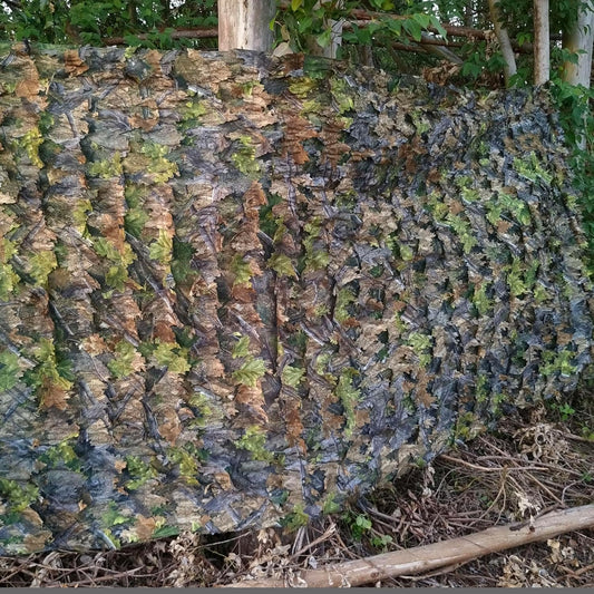 AUSCAMOTEK 3D Leafy Camo Netting, See-Through Camouflage Mesh with Realistic Leaves for Turkey & Deer Hunting Blinds, 12ft x 5ft