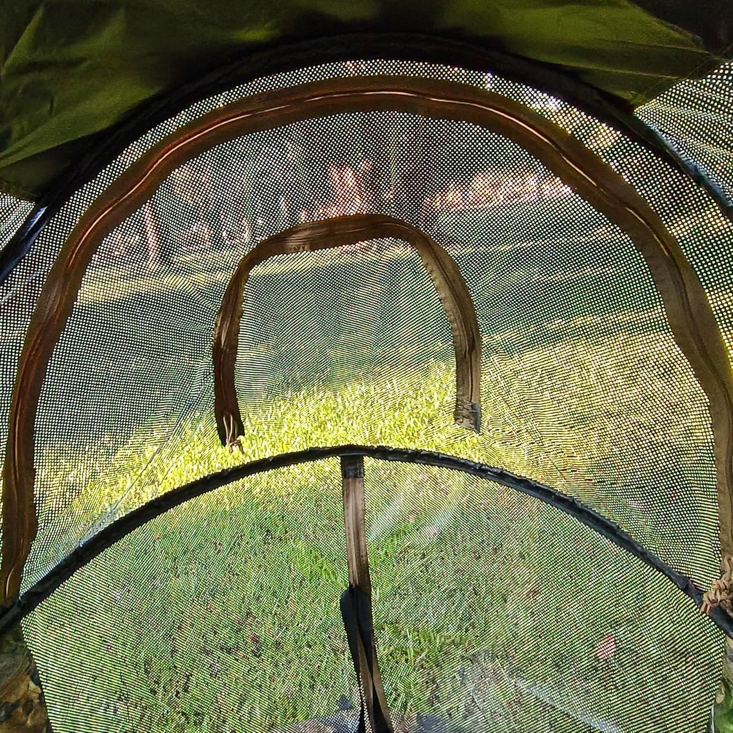 AUSCAMOTEK See-Through Hunting Ground Blind with Built-in Chair for Deer Hunting - 1 Person Pop-Up Camouflage Tent