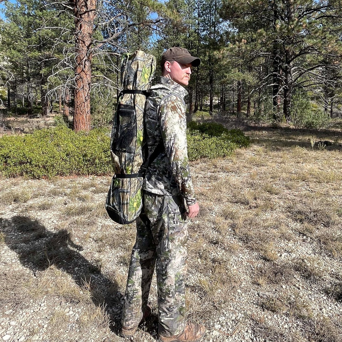 AUSCAMOTEK See Through Ground Blind for Deer Hunting, 2-3 Person Pop-Up Camouflage Blind