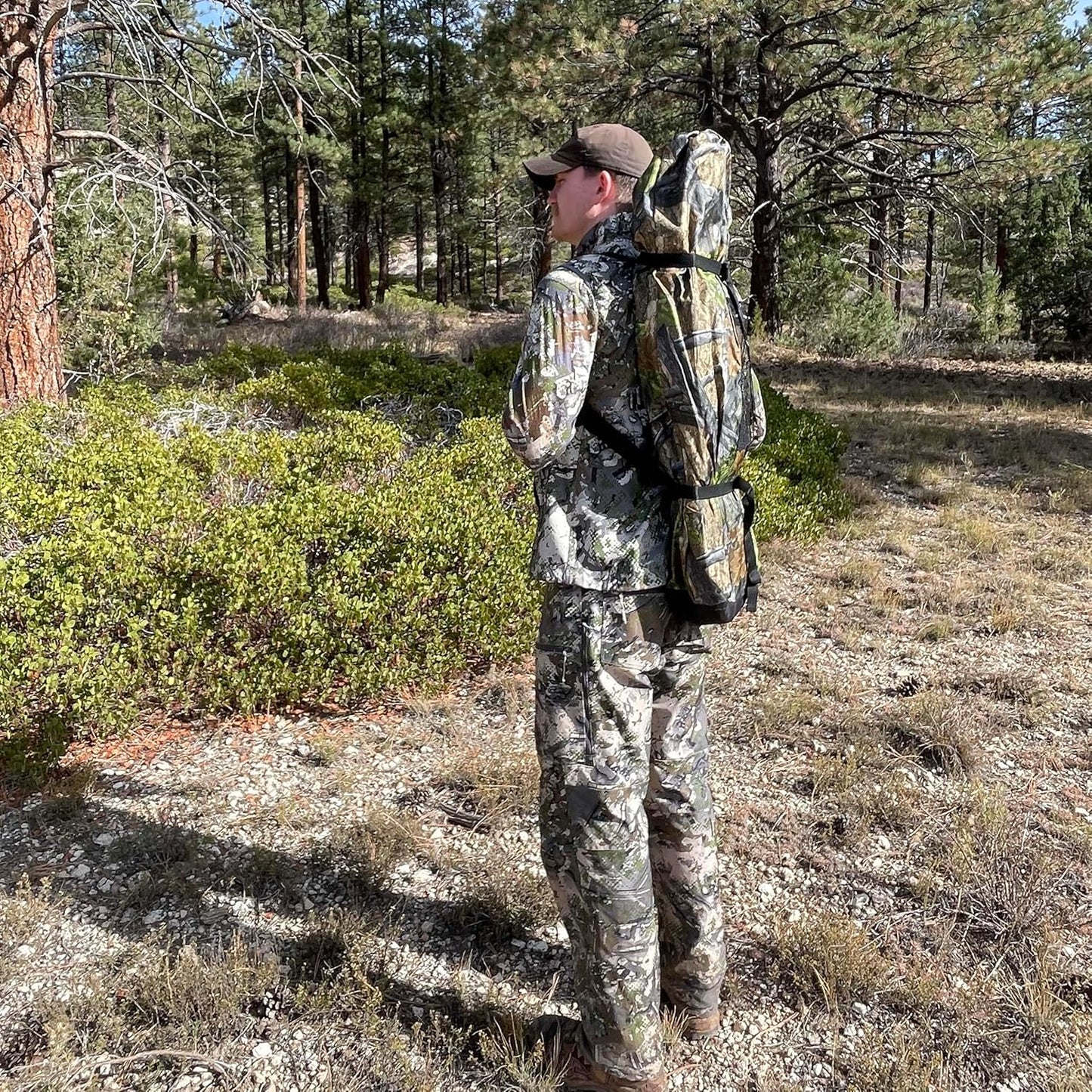 AUSCAMOTEK See-Through Hunting Ground Blind with Built-in Chair for Deer Hunting - 1 Person Pop-Up Camouflage Tent