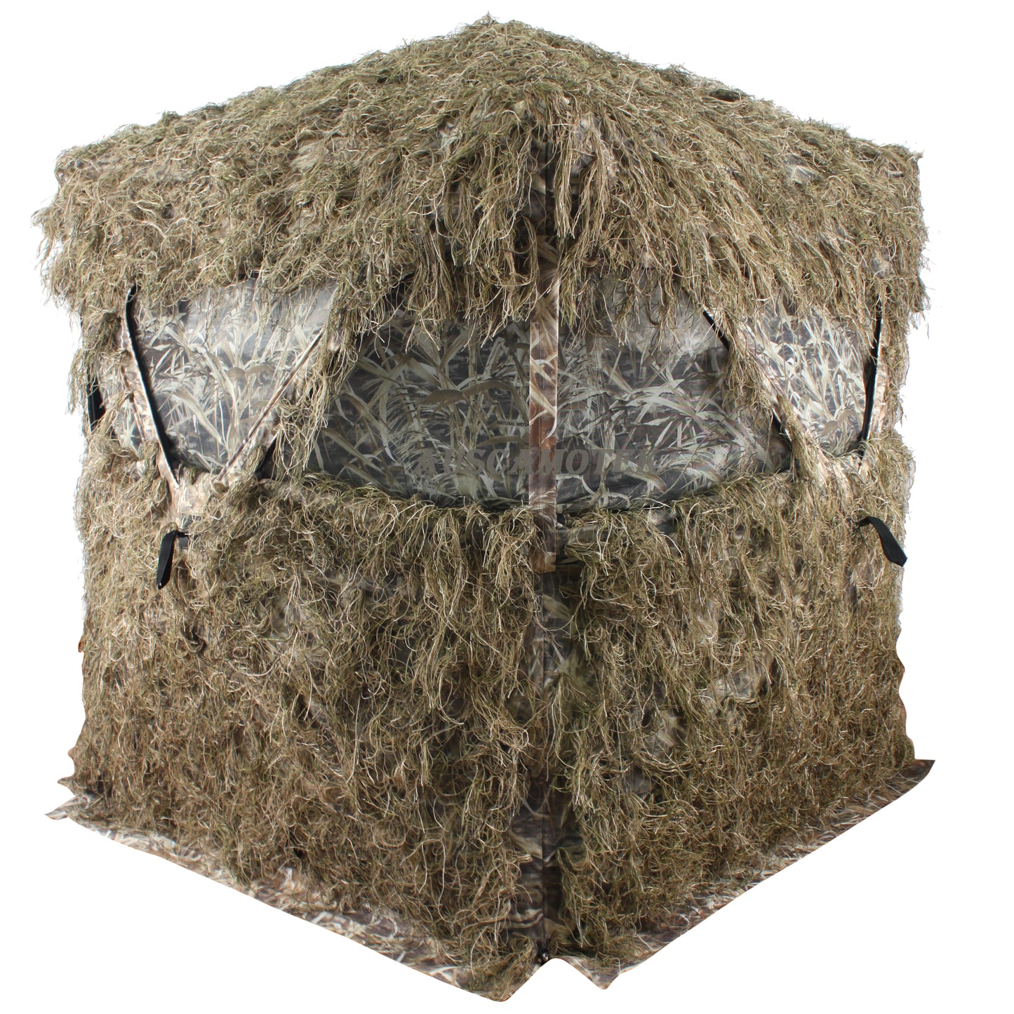 Ghillie Ground Blind for 3 Person Deer Hunting with Ghilly Cover