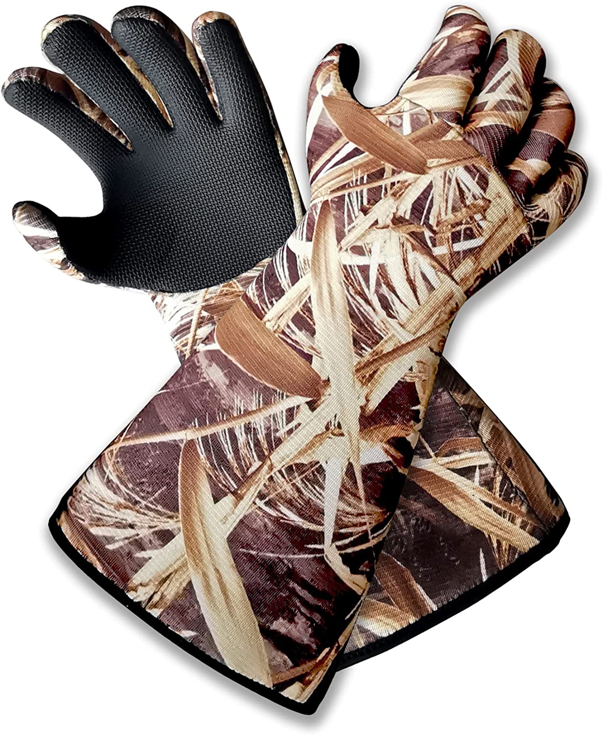 AUSCAMOTEK Waterpoof Neoprene Duck Decoy Gloves Fleece Insulated Blind Gauntlet for Waterfowl Hunting