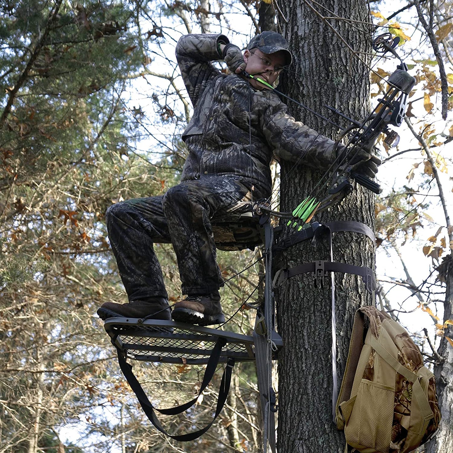 AUSCAMOTEK Treestand Strap Hangers with Metal Hooks for Hunting Gears Bow Quiver Backpack