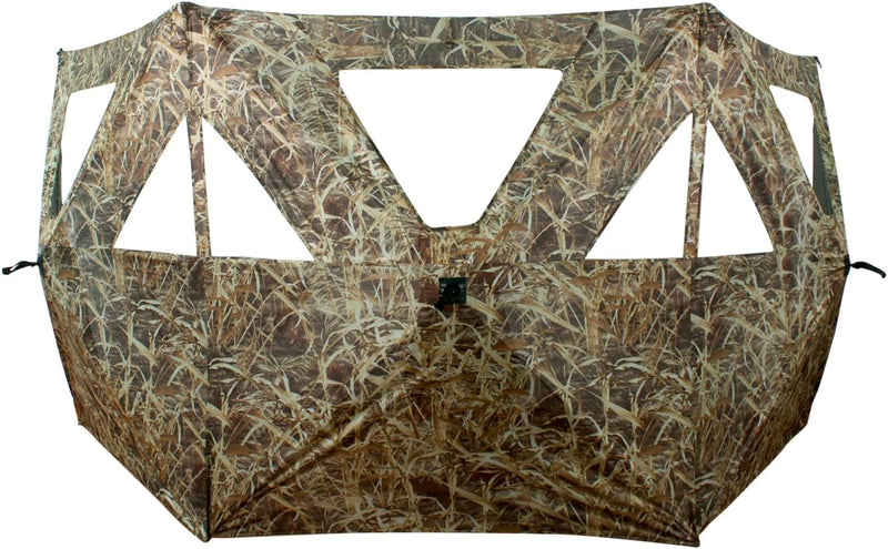 AUSCAMOTEK 3W See Through Pop Up Ground Blind Hub Style 3-Panels Blinds with Removable Orange Blaze Top for Deer Turkey Duck Hunting