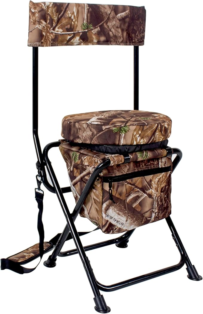 AUSCAMOTEK 360-Degree Swivel Hunting Chair with Thick Cushion - Foldable and Portable Camo Chair for Outdoor Hunting-Natural Blind Brown Camo