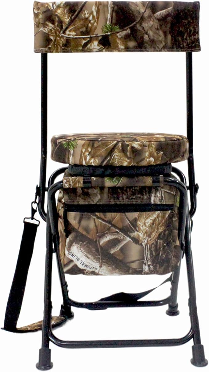 AUSCAMOTEK 360-Degree Swivel Hunting Chair with Thick Cushion - Foldable and Portable Camo Chair for Outdoor Hunting-Natural Blind Brown Camo