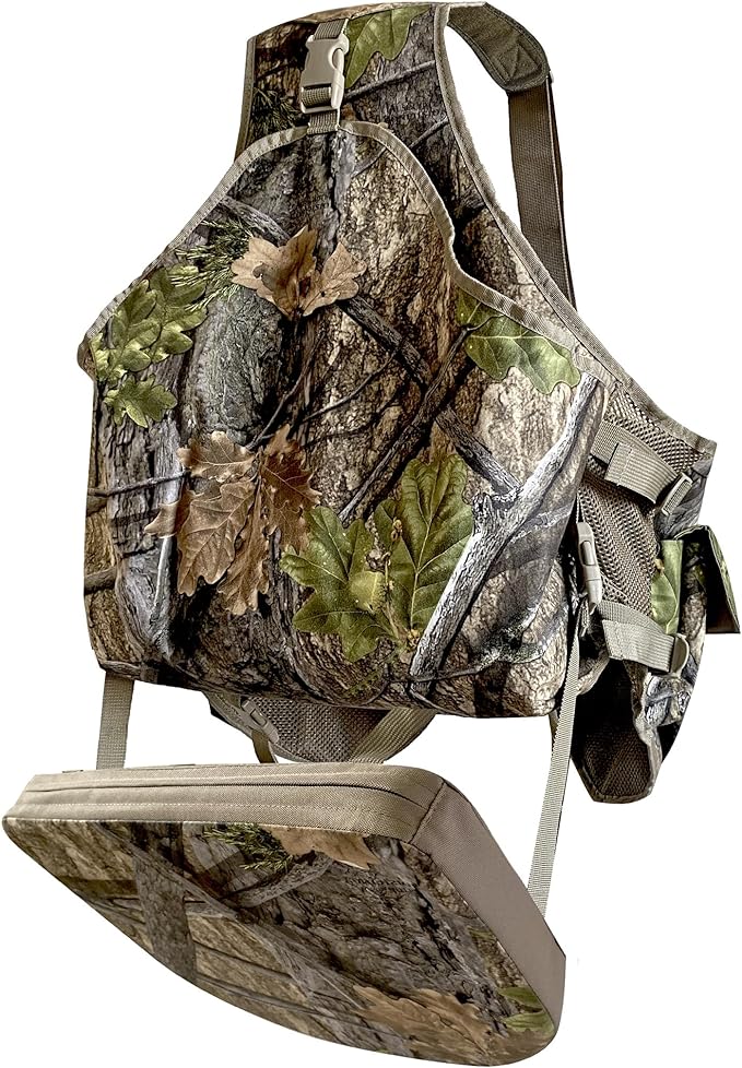 AUSCAMOTEK Camouflage Hunting Vest with Detachable Seat Cushion for Turkey Dove and Upland Bird Hunting