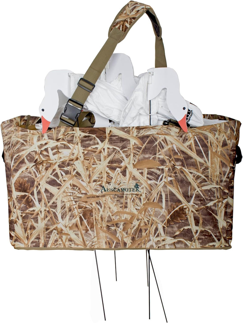 AUSCAMOTEK Waterproof Silhouette Goose Decoy Bag with Camouflage Pattern, Large Capacity with Stake Holes, Durable Design for Easy Storage and Transport of Decoys