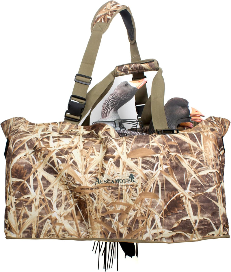 AUSCAMOTEK Waterproof Silhouette Goose Decoy Bag with Camouflage Pattern, Large Capacity with Stake Holes, Durable Design for Easy Storage and Transport of Decoys