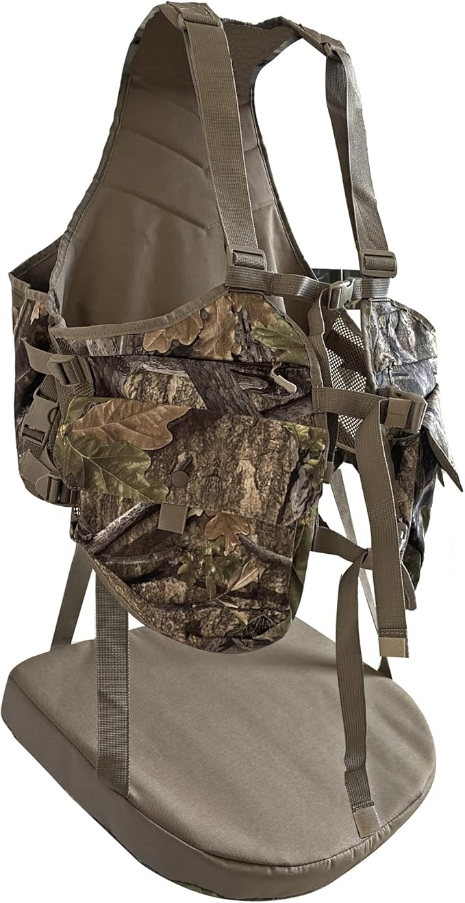 AUSCAMOTEK Camouflage Hunting Vest with Detachable Seat Cushion for Turkey Dove and Upland Bird Hunting