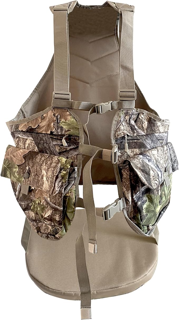 AUSCAMOTEK Camouflage Hunting Vest with Detachable Seat Cushion for Turkey Dove and Upland Bird Hunting