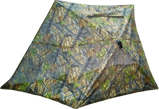 AUSCAMOTEK 3-Panel See-Through Ground Blind with Adjustable Side Panels for Deer Turkey Duck Hunting
