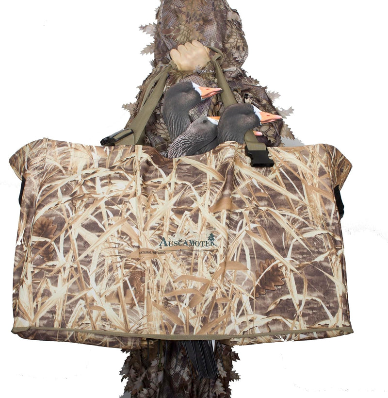 AUSCAMOTEK Waterproof Silhouette Goose Decoy Bag with Camouflage Pattern, Large Capacity with Stake Holes, Durable Design for Easy Storage and Transport of Decoys