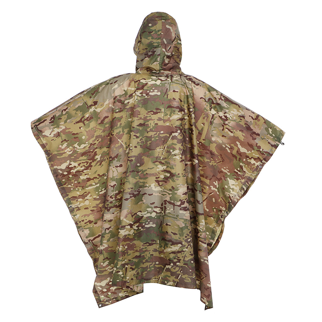 Auscamotek Camouflage Rain Poncho Hooded Waterproof Camo Raincoat with  Blind Pattern for Hunting Hiking Camping Fishing