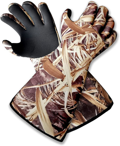 AUSCAMOTEK Waterpoof Neoprene Duck Decoy Gloves Fleece Insulated Blind Gauntlet for Waterfowl Hunting