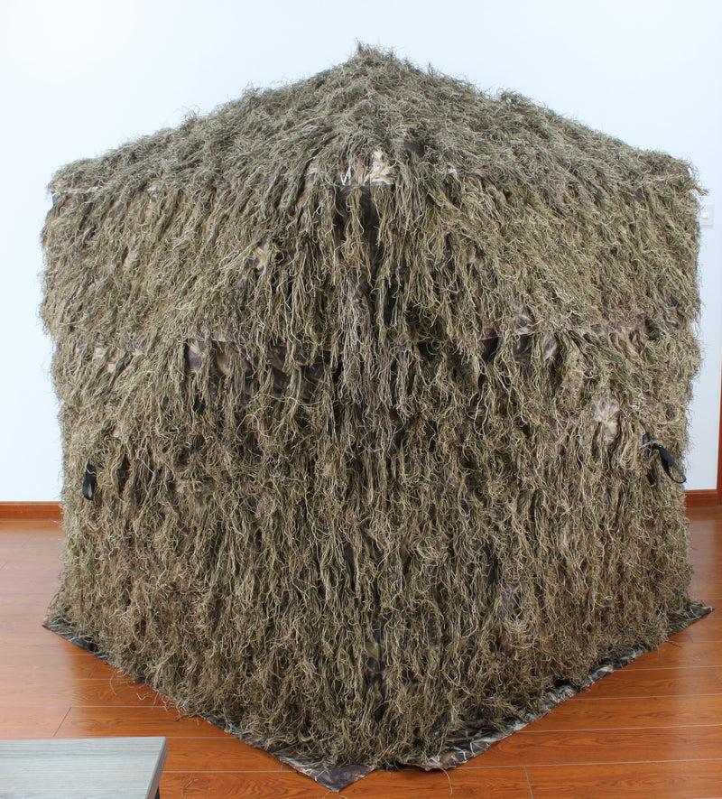 Ghillie Ground Blind for 3 Person Deer Hunting with Ghilly Cover