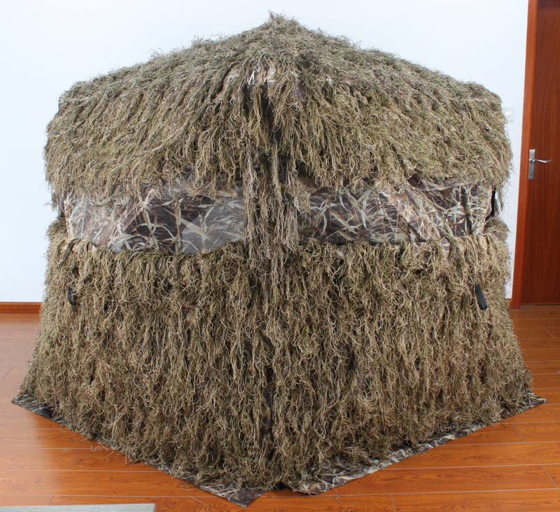 Ghillie Ground Blind for 3 Person Deer Hunting with Ghilly Cover